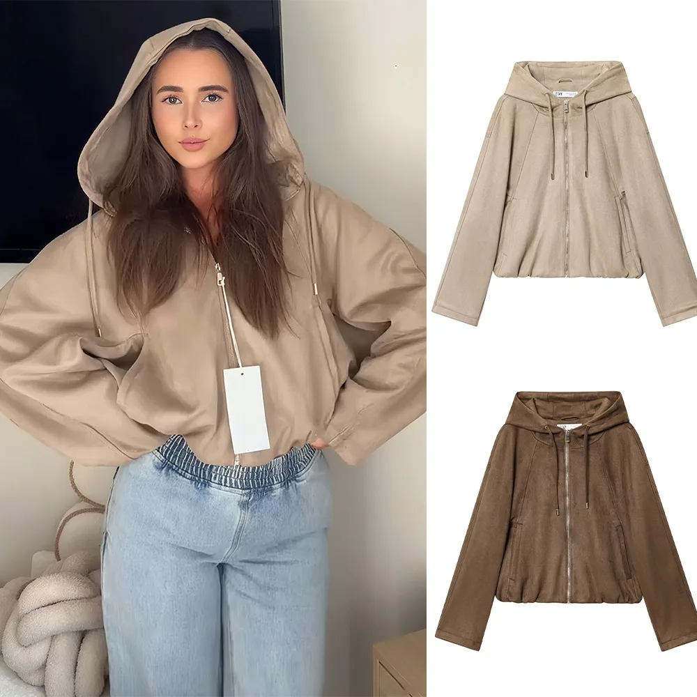 Hooded Suede Jacket For Woman New In Trend Winter Coat Female Streetwear Vintage Bomber Jacket Long Sleeve Top Outerwears 
Hooded Suede Jacket For Woman New In Trend Winter Coat Female Streetwear Vintage Bomber Jacket Long Sleeve Top Outerwears