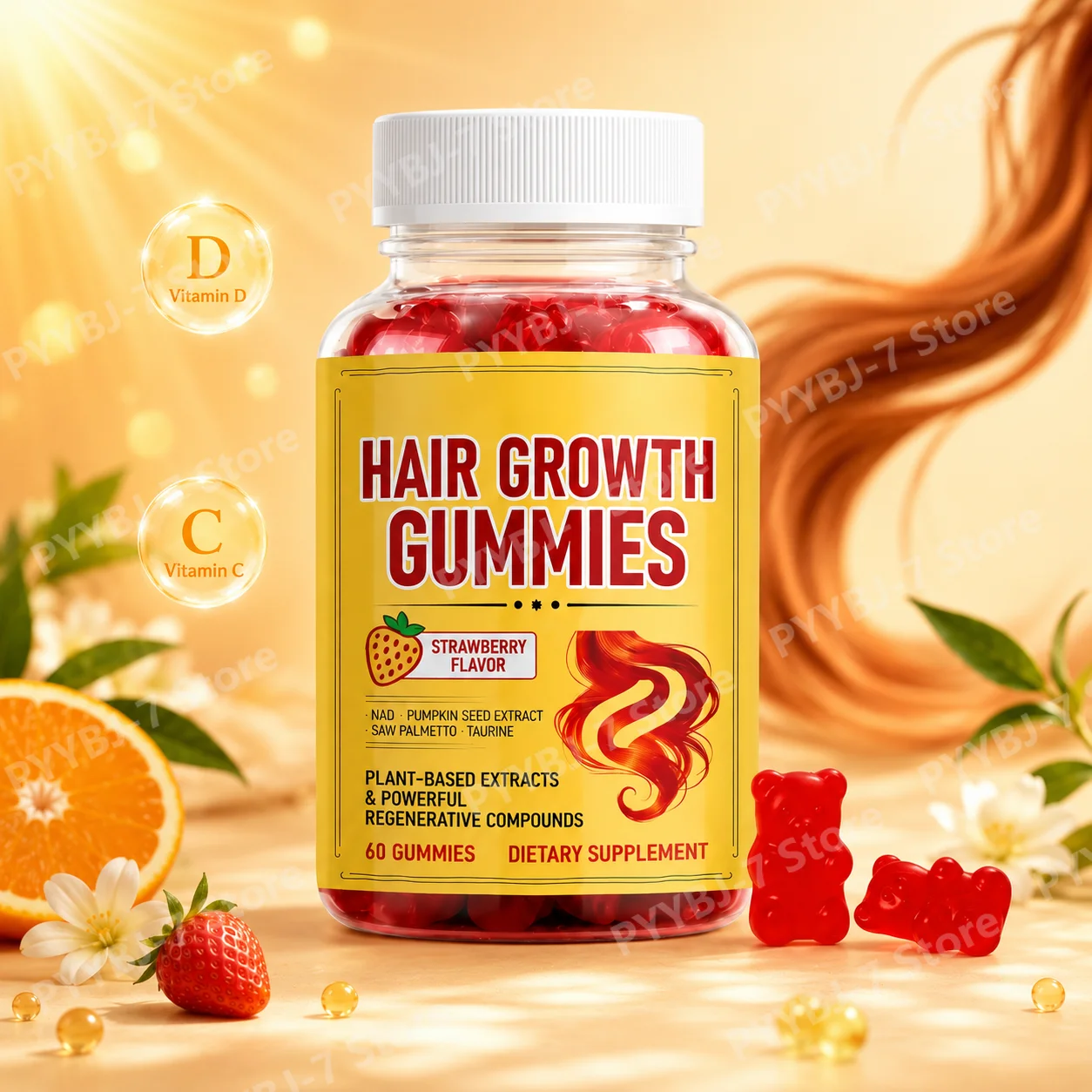Hair Care Gummies with Vitamin C D E Folate and Plant Extracts, Strawberry Flavor Hair Support Gummies Beauty Wellness
Hair Care Gummies with Vitamin C D E Folate and Plant Extracts, Strawberry Flavor Hair Support Gummies Beauty Wellness