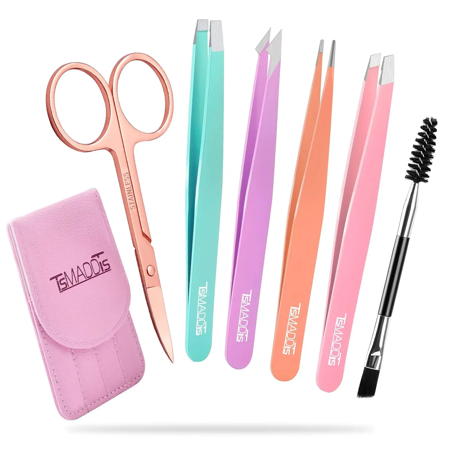 6-Piece Professional Tweezers Set for Women, Includes Curved Scissor for Ingrown Hair and Leather Travel Case
6-Piece Professional Tweezers Set for Women, Includes Curved Scissor for Ingrown Hair and Leather Travel Case