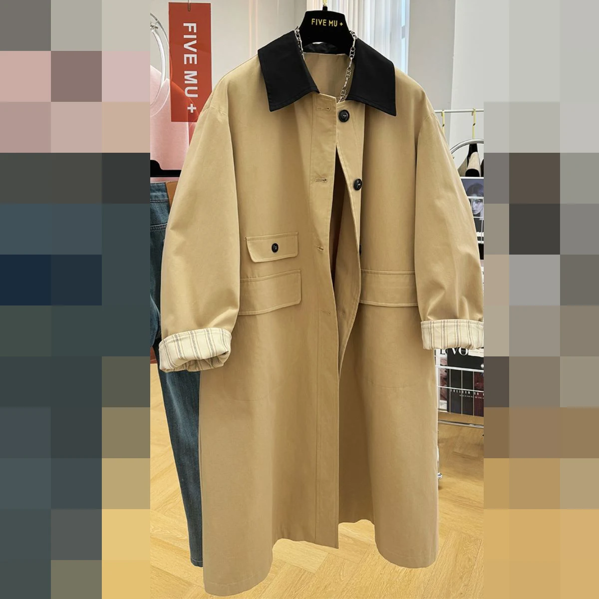 2025 new high-end contrasting color lapel long trench coat women's spring and autumn loose casual foreign style tooling jacket
2025 new high-end contrasting color lapel long trench coat women's spring and autumn loose casual foreign style tooling jacket