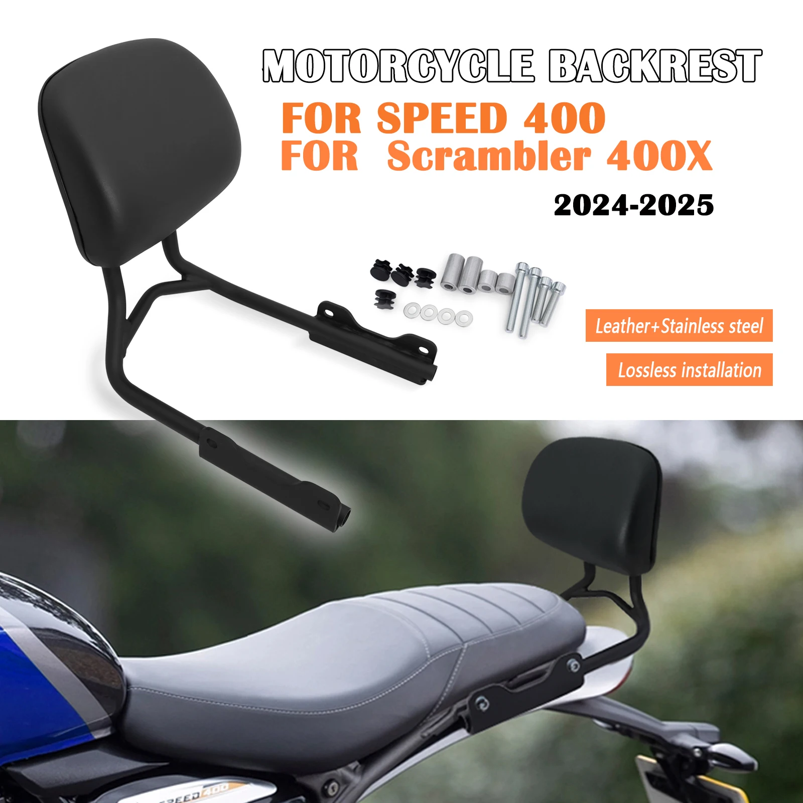 For Speed 400 Speed400 Scrambler 400X 2024-2025 Motorcycle passenger backrest adjustable backrest support passenger armrest
For Speed 400 Speed400 Scrambler 400X 2024-2025 Motorcycle passenger backrest adjustable backrest support passenger armrest