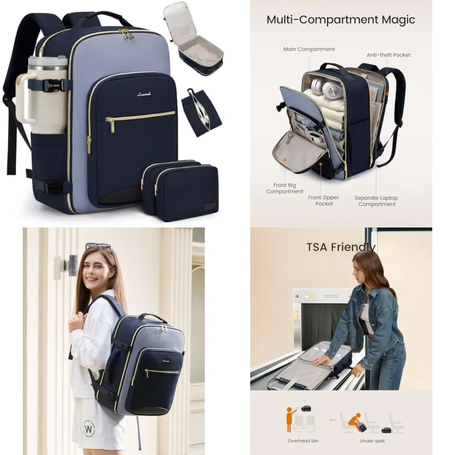 Travel Backpack for Women and Men, Airline Approved Carry On Luggage with 3 Packing Cubes, TSA Overnight Bags, Waterproof Perso
Travel Backpack for Women and Men, Airline Approved Carry On Luggage with 3 Packing Cubes, TSA Overnight Bags, Waterproof Perso