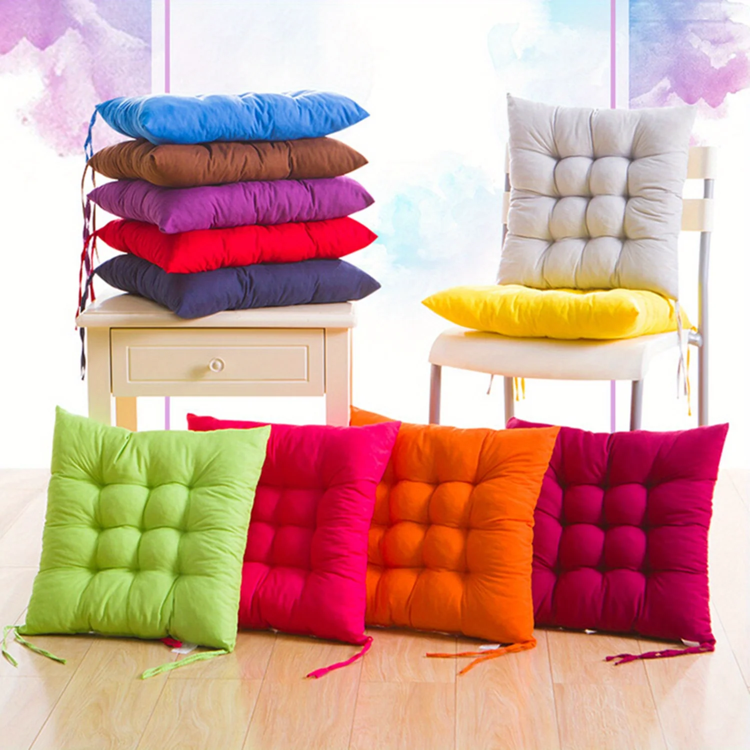 1 x chair cushion solid color non-slip wear-resistant breathable non-slip seat cushion for use 15.75" x 15.75"
1 x chair cushion solid color non-slip wear-resistant breathable non-slip seat cushion for use 15.75" x 15.75"