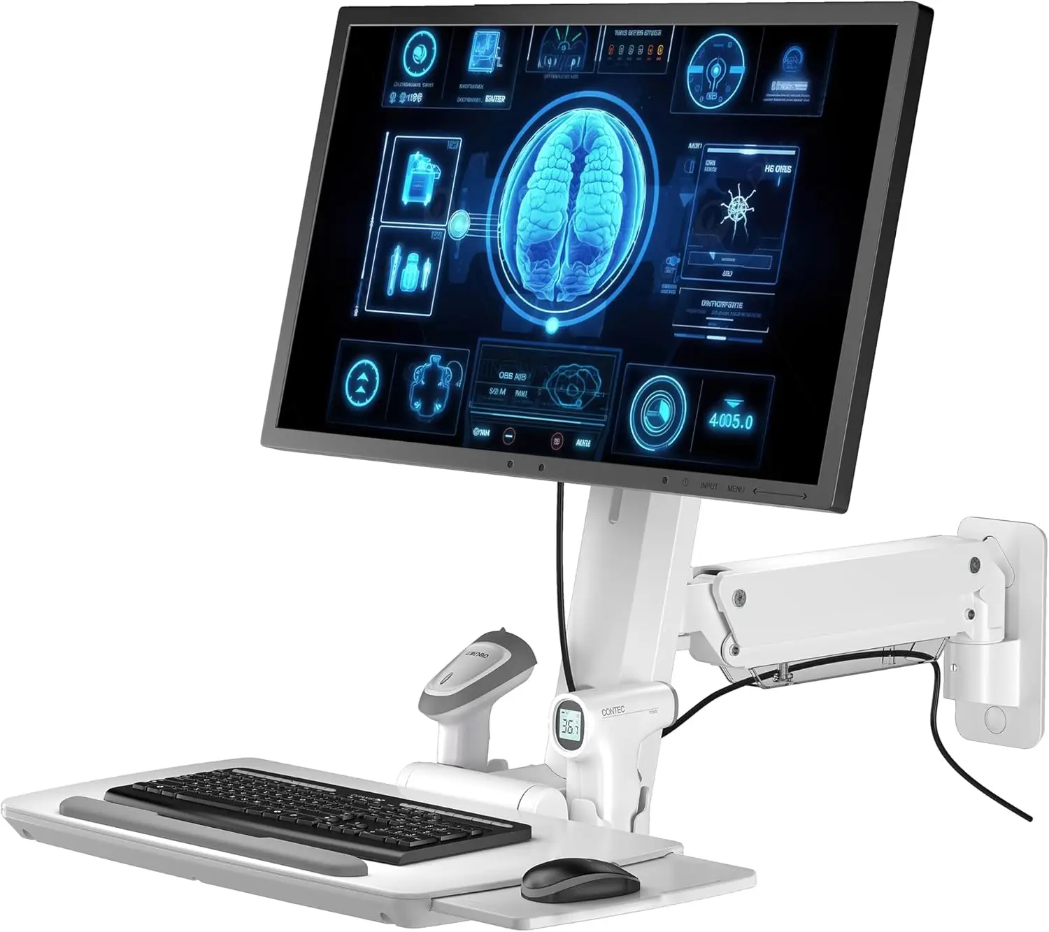 Medical Wall Mount Workstation with Folding Keyboard Tray, Sliding Mouse Pad, Height Adjustment for 17"-35" Screens, Scanner Holder
Medical Wall Mount Workstation with Folding Keyboard Tray, Sliding Mouse Pad, Height Adjustment for 17"-35" Screens, Scanner Holder