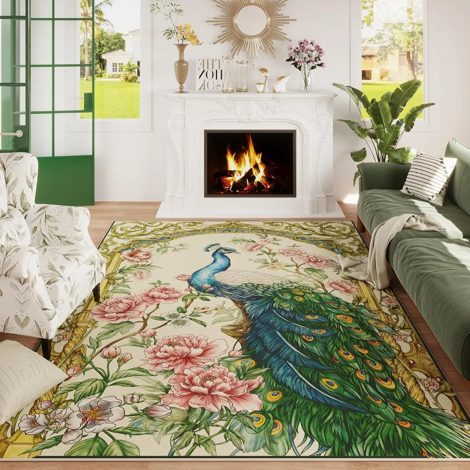 VIKAMA Flower Peacock Machine Washable Carpet Vintage Living Room Bedroom Floor Mat Easy to Clean Dining Room Lounge Carpet
VIKAMA Flower Peacock Machine Washable Carpet Vintage Living Room Bedroom Floor Mat Easy to Clean Dining Room Lounge Carpet