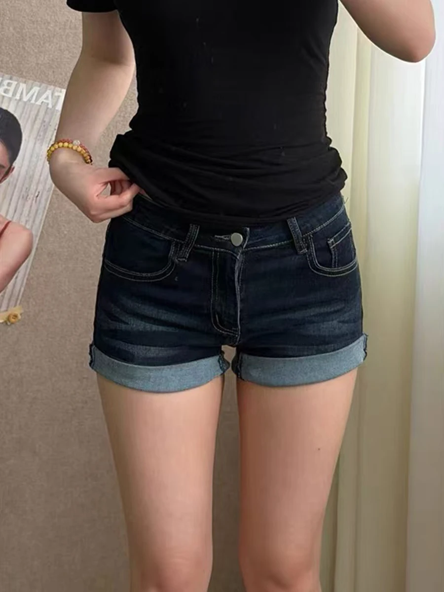 High Waist Retro American Denim Shorts Women's Summer Thin Elastic plus Size Slimming Dark Blue Straight Leg Hot Pants
High Waist Retro American Denim Shorts Women's Summer Thin Elastic plus Size Slimming Dark Blue Straight Leg Hot Pants