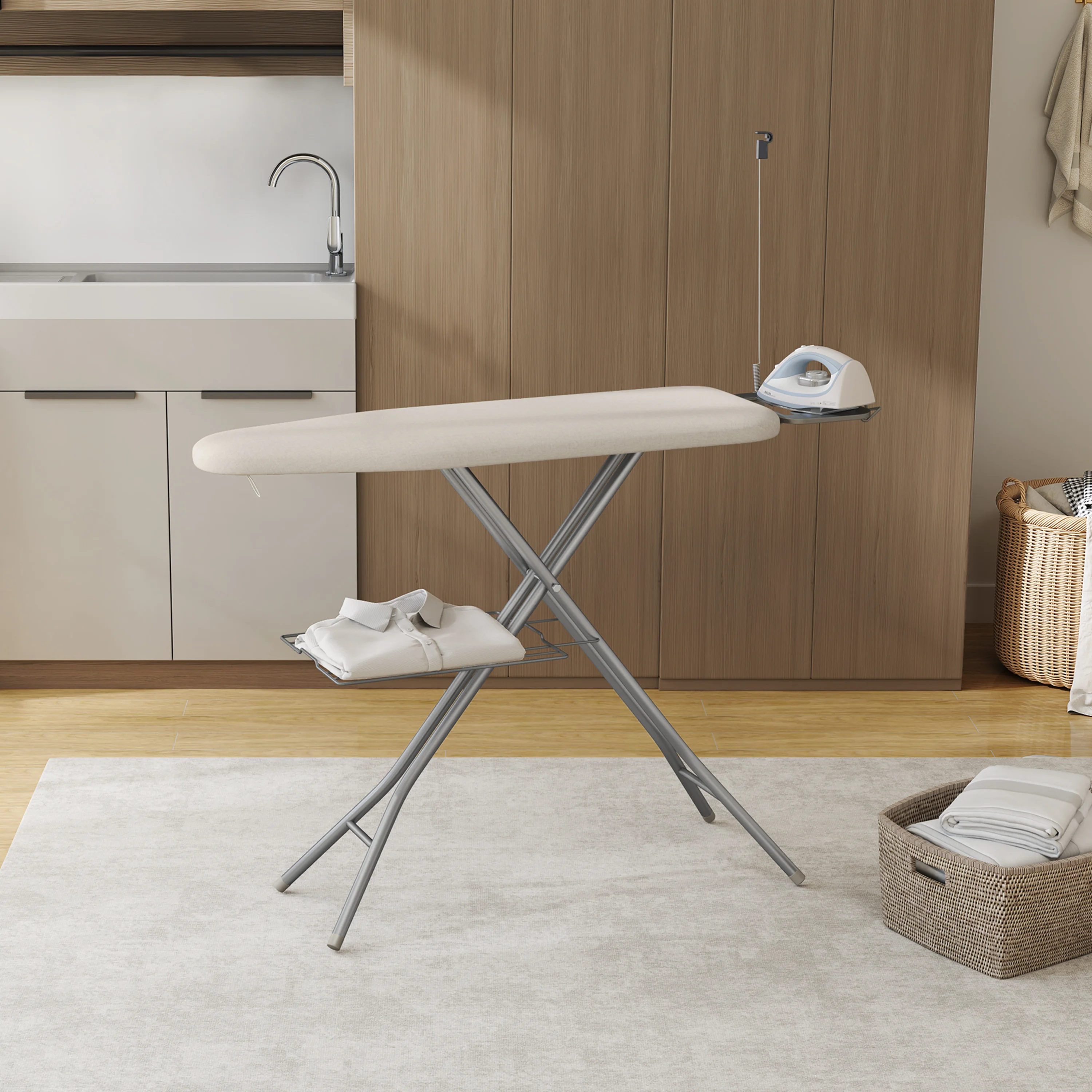Costoffs Full Size Ironing Board with Clothes Rack Foldable & Height-adjustable Iron Table with Cord Holder/4 Legs/4-layer Pad f
Costoffs Full Size Ironing Board with Clothes Rack Foldable & Height-adjustable Iron Table with Cord Holder/4 Legs/4-layer Pad f