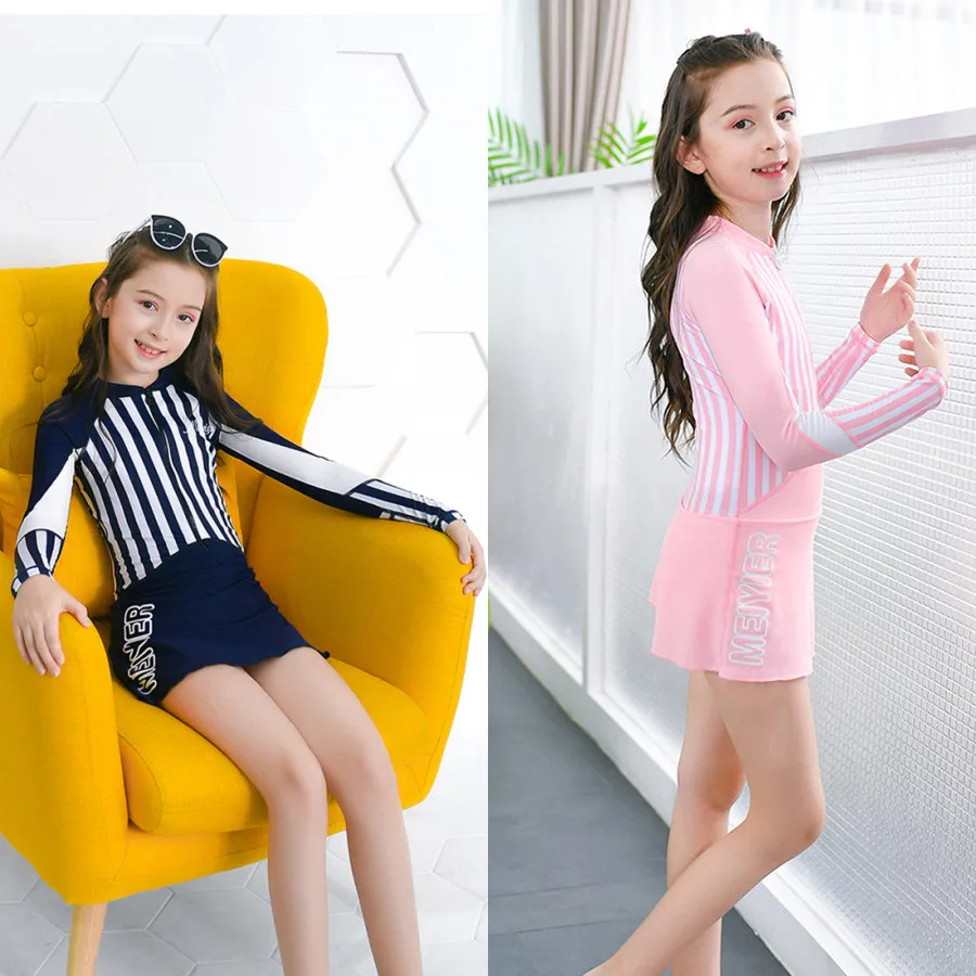 2024 Baby Children Swimming Dress Long Sleeve Girls UV Surf Swimsuit Cute Striped Swimdress Kids Skirt Swimwear 10-15 Years
2024 Baby Children Swimming Dress Long Sleeve Girls UV Surf Swimsuit Cute Striped Swimdress Kids Skirt Swimwear 10-15 Years