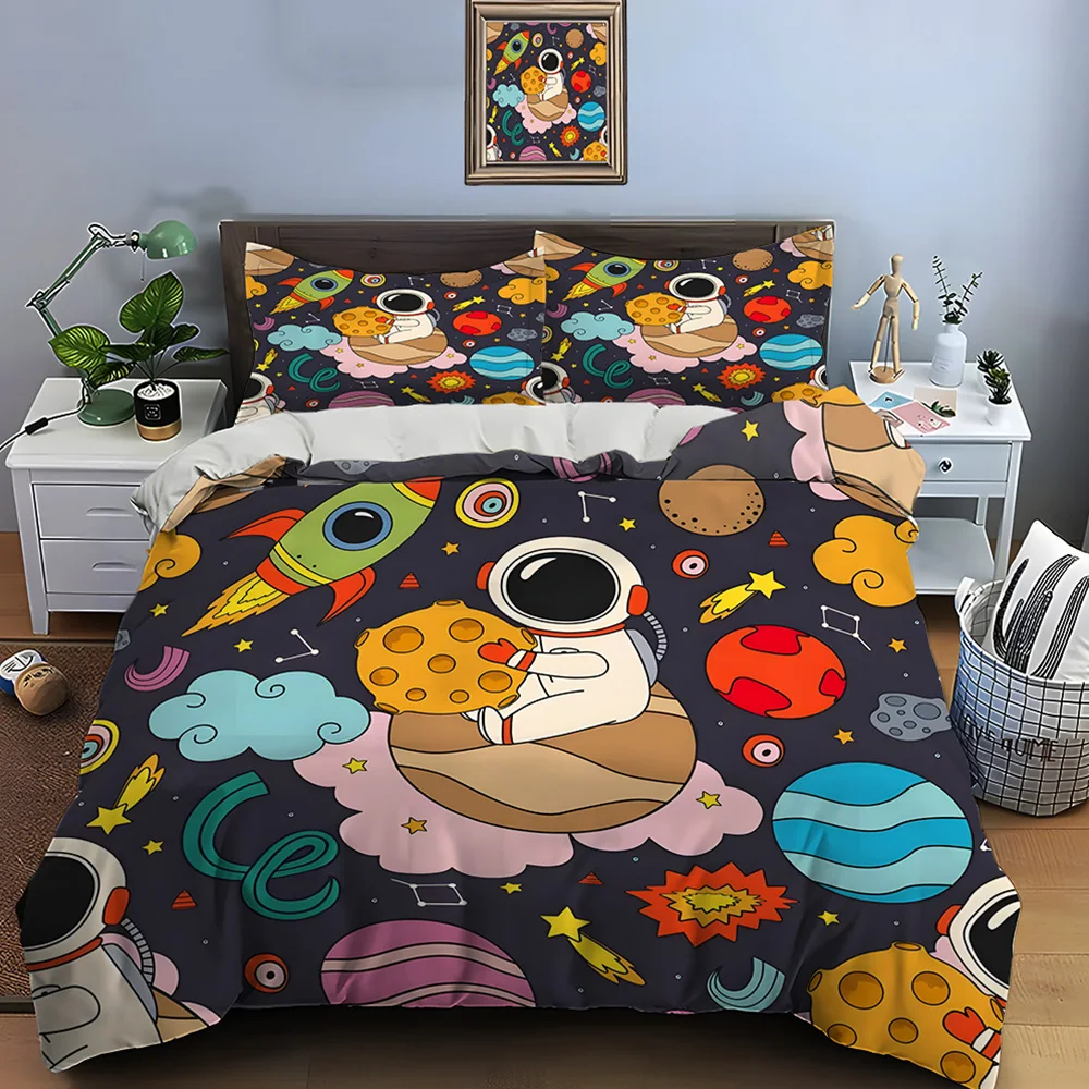 Cartoon space scene astronaut planets Bedding Set for Kids Luxury Gift 3pcs Digital Print Comforter Set Soft Comfortable
Cartoon space scene astronaut planets Bedding Set for Kids Luxury Gift 3pcs Digital Print Comforter Set Soft Comfortable