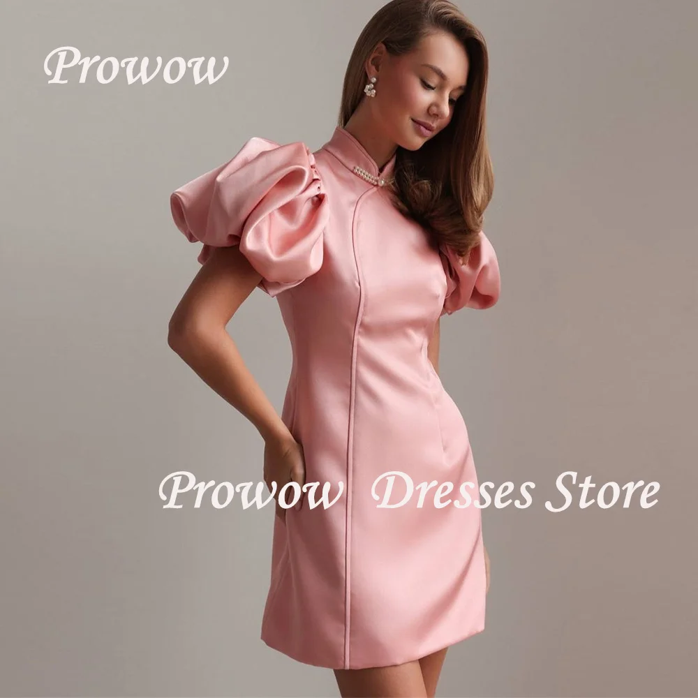 Prowow Vintage Pink Short Prom Cocktail Dress Pleats Puff Sleeve Mini Wedding Party Gown Pleat Satin Pearl High Neck Customized
Prowow Vintage Pink Short Prom Cocktail Dress Pleats Puff Sleeve Mini Wedding Party Gown Pleat Satin Pearl High Neck Customized