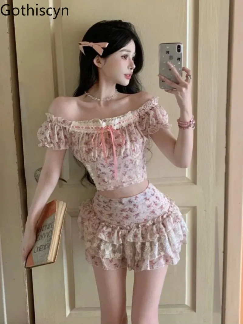 Gothiscyn Sexy Set Women's Summer Pink Floral Off Shoulder Shirt Top Lace High Waist Skirt Two-piece Set Fashion Female Clothes
Gothiscyn Sexy Set Women's Summer Pink Floral Off Shoulder Shirt Top Lace High Waist Skirt Two-piece Set Fashion Female Clothes