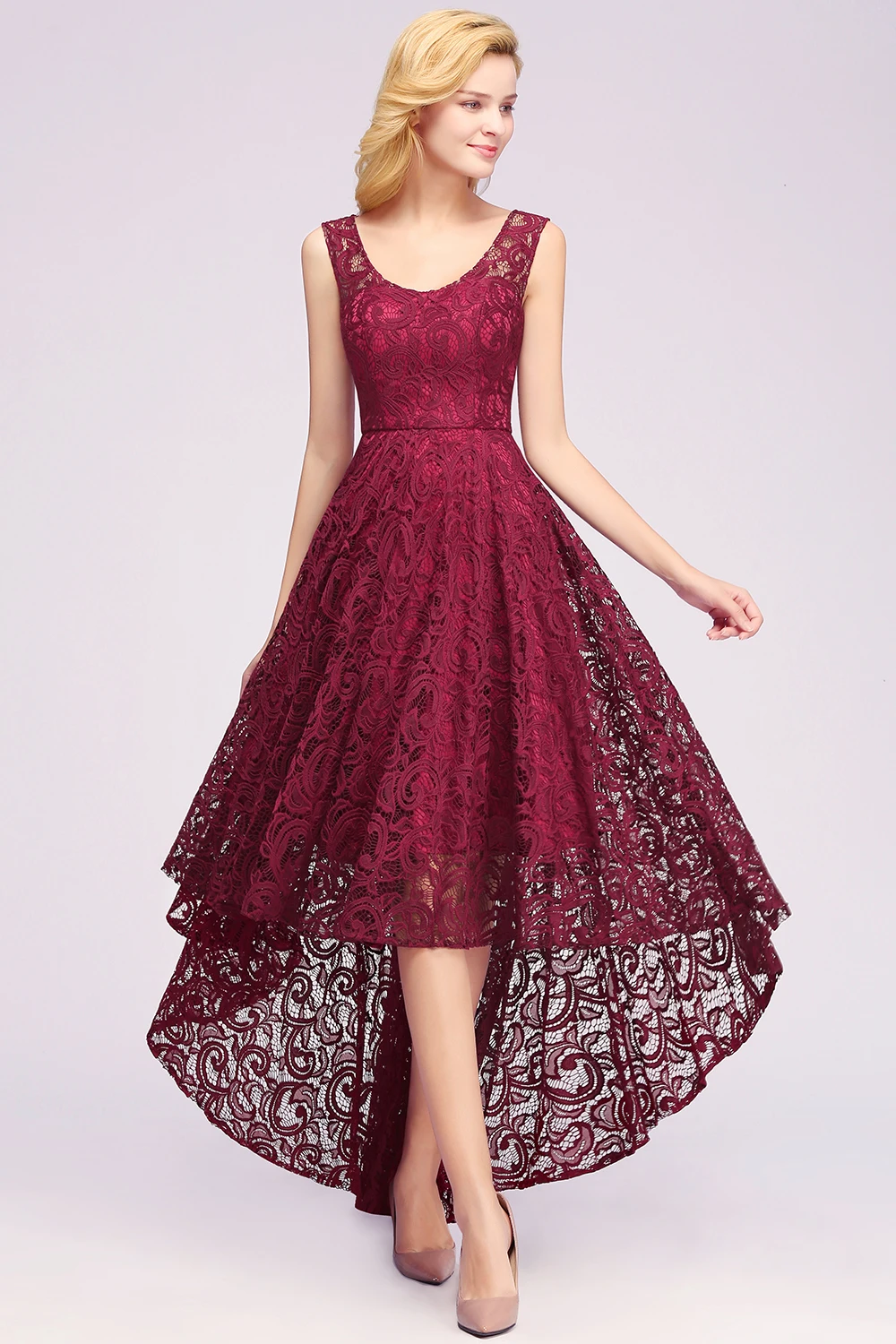 Women's High Low Evening Dresses Floral Lace Scoop Collar Sleeveless Gowns Sexy Illusion A Line Formal Occasion Dress Plus Size
Women's High Low Evening Dresses Floral Lace Scoop Collar Sleeveless Gowns Sexy Illusion A Line Formal Occasion Dress Plus Size