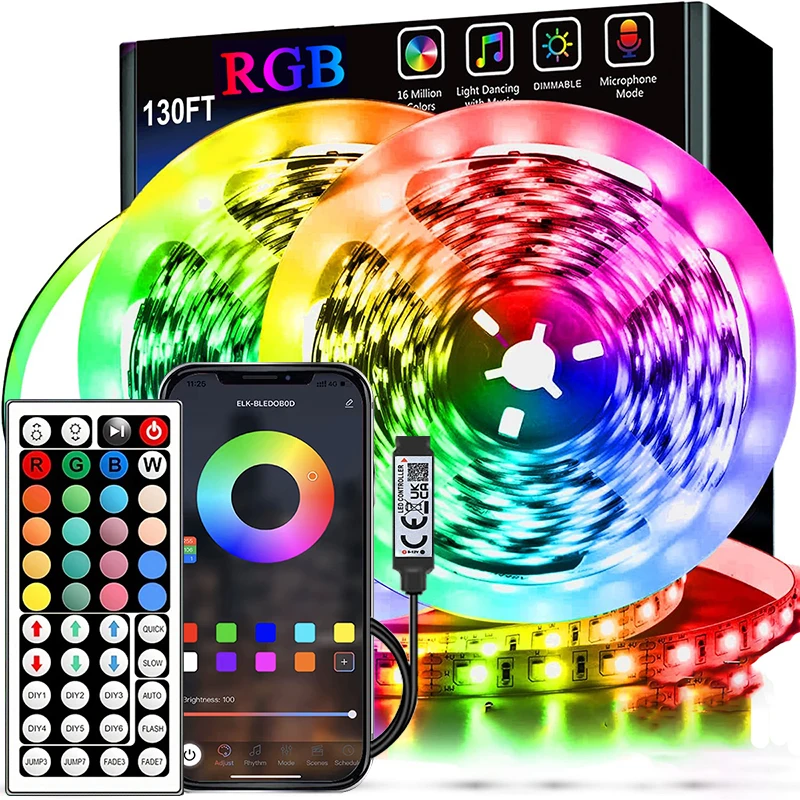 1-40m RGB LED Strip Lights APP Control Color Music Sync Changing Led Light Flexible Lamp Tape for Room Bedroom TV Decoration
1-40m RGB LED Strip Lights APP Control Color Music Sync Changing Led Light Flexible Lamp Tape for Room Bedroom TV Decoration