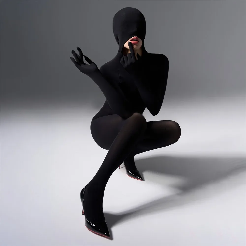 Sexy Women 120D Tights Hooded Mask Elastic Bodysuit Sheer See Through Rompers Glove Jumpsuits Cosplay Maid Leotard
Sexy Women 120D Tights Hooded Mask Elastic Bodysuit Sheer See Through Rompers Glove Jumpsuits Cosplay Maid Leotard