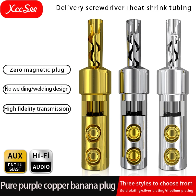 Pure purple copper audio and video accessories integrated speaker cable connector Pure purple copper banana head tooth socket
Pure purple copper audio and video accessories integrated speaker cable connector Pure purple copper banana head tooth socket