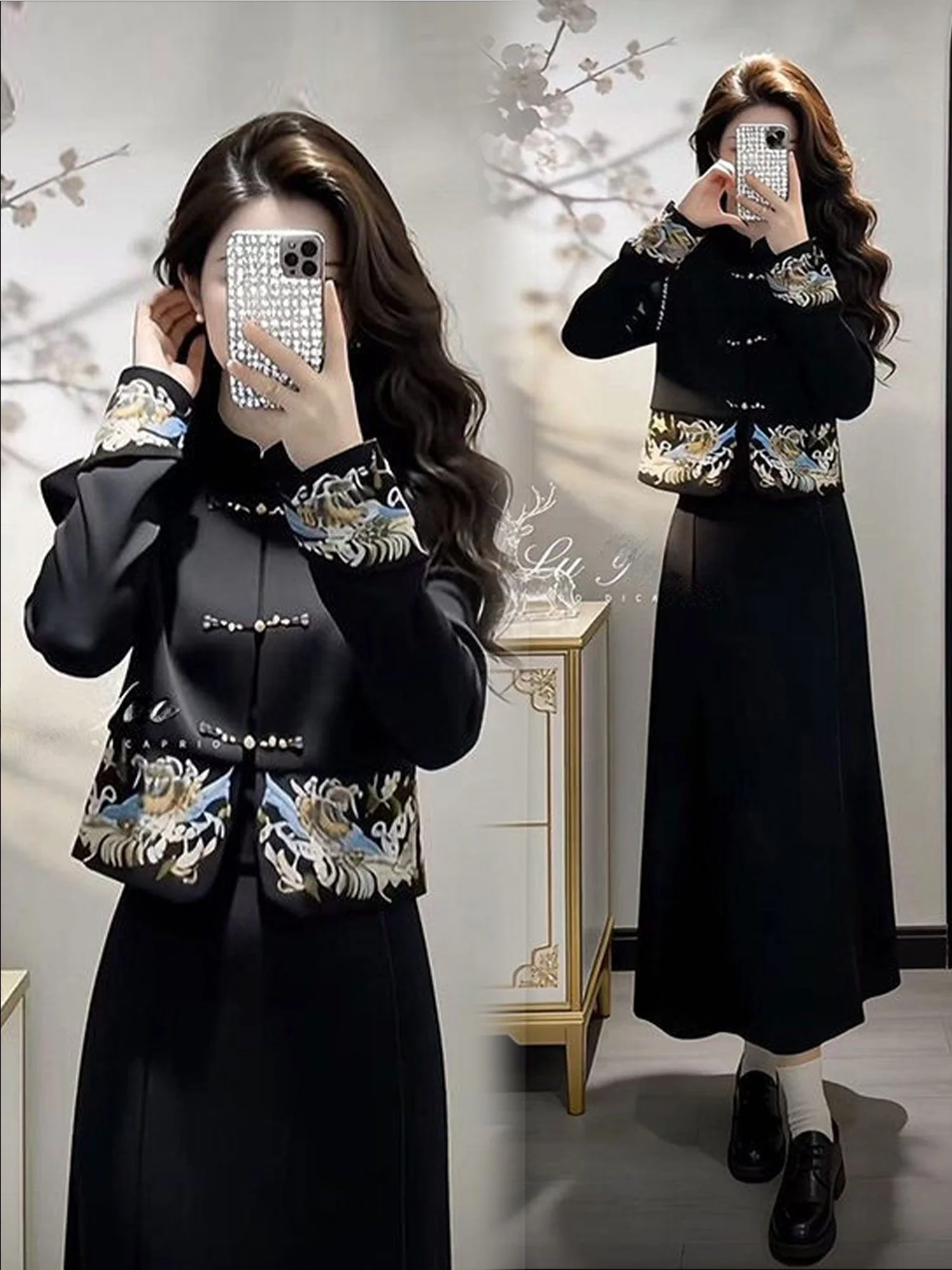 Elegant Embroidered Chinese Style High Waist Midi Dress Set with Vest Layering Fashion plus Size Women's Casual Spring Autumn
Elegant Embroidered Chinese Style High Waist Midi Dress Set with Vest Layering Fashion plus Size Women's Casual Spring Autumn