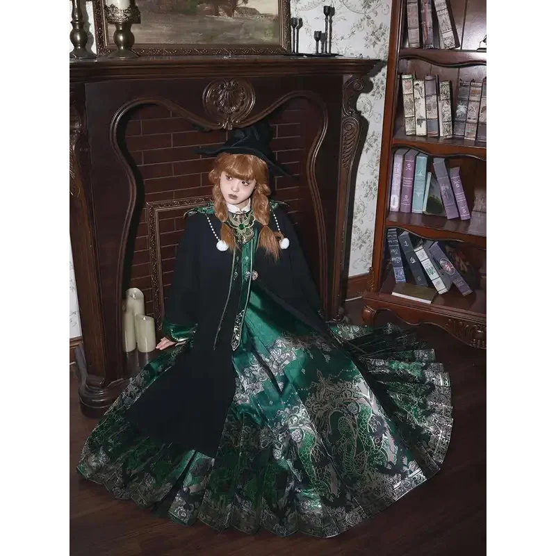 New Snake Hanfu New Year War Robe Round The World Bow Pocket Sleeve Horse-face Skirt Cos Cosplay Halloween Cloak Green Black
New Snake Hanfu New Year War Robe Round The World Bow Pocket Sleeve Horse-face Skirt Cos Cosplay Halloween Cloak Green Black