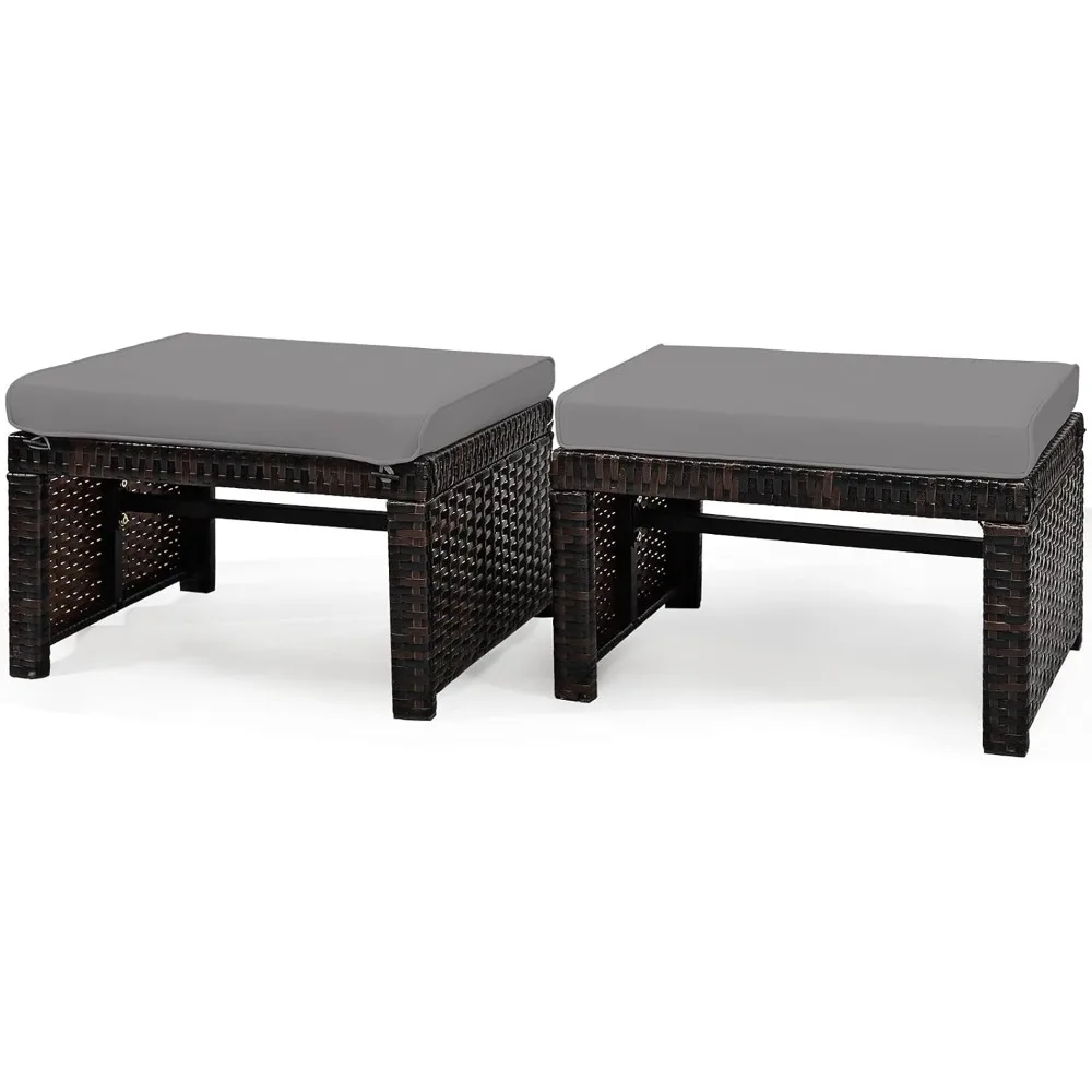 2 Pieces Patio Rattan Ottomans, All Weather Outdoor Footstool Footrest Seat with Soft Cushion, Hidden Zipper, High-Dens
2 Pieces Patio Rattan Ottomans, All Weather Outdoor Footstool Footrest Seat with Soft Cushion, Hidden Zipper, High-Dens
