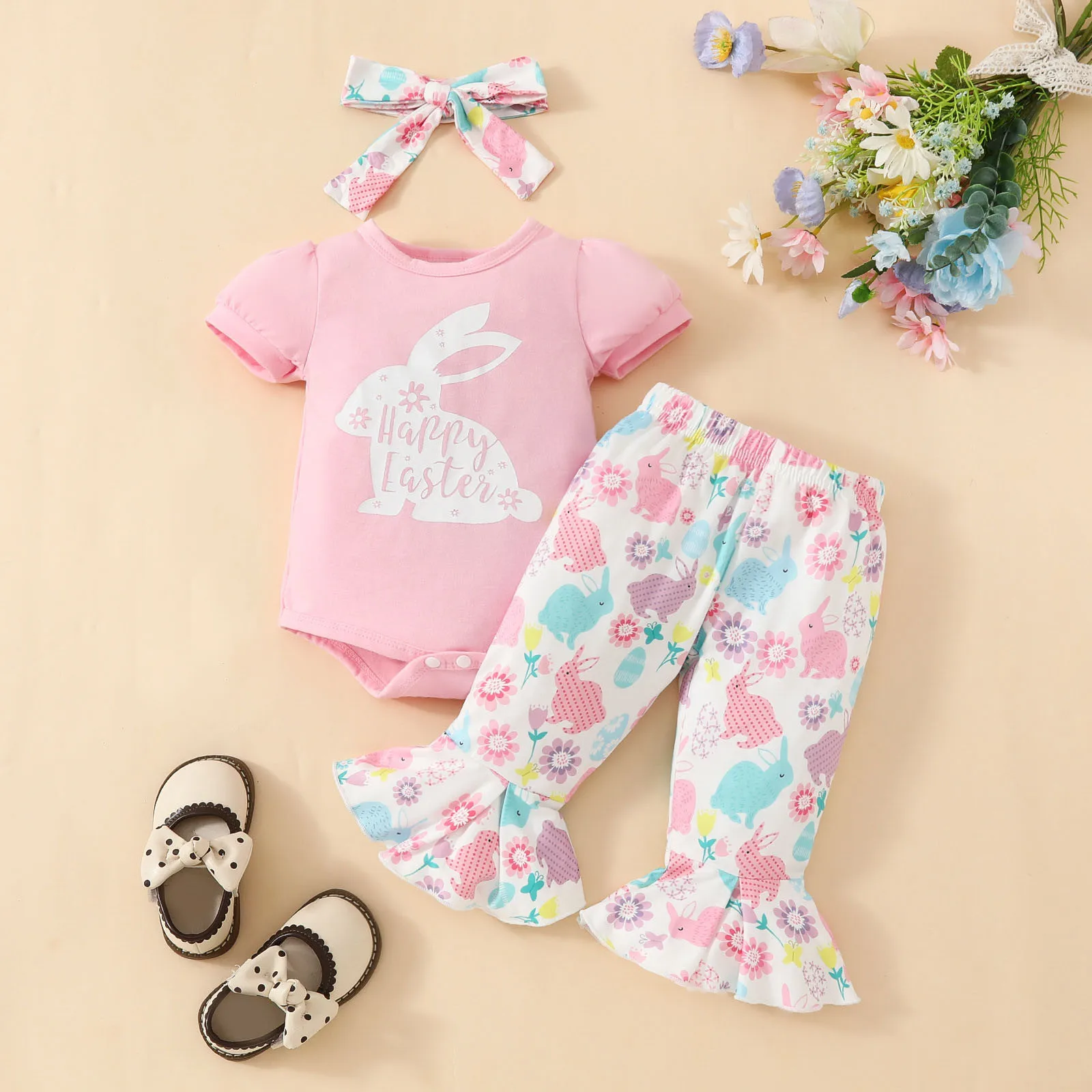 New Born Baby Package Infant Girls Short Sleeve Easter Rabbit Prints Romper Bodysuit Bell Bottoms Pants Preemie Outfits Girl
New Born Baby Package Infant Girls Short Sleeve Easter Rabbit Prints Romper Bodysuit Bell Bottoms Pants Preemie Outfits Girl