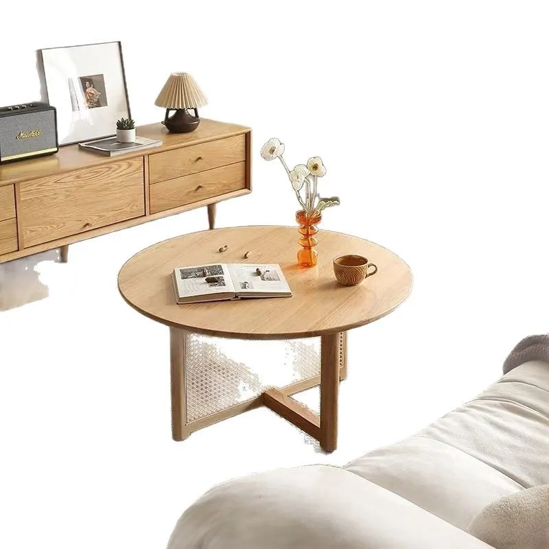 New Chinese rattan coffee table log style small apartment solid wood round table
New Chinese rattan coffee table log style small apartment solid wood round table