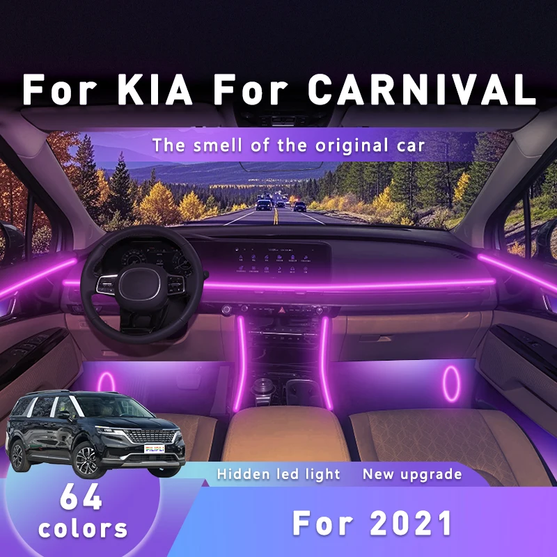FILIPLI For KIA CARNIVAL For 2021 64 RGB Bluetooth Controlled Car Ambient Mood Light Simple installation Car Interior LED Strip
FILIPLI For KIA CARNIVAL For 2021 64 RGB Bluetooth Controlled Car Ambient Mood Light Simple installation Car Interior LED Strip