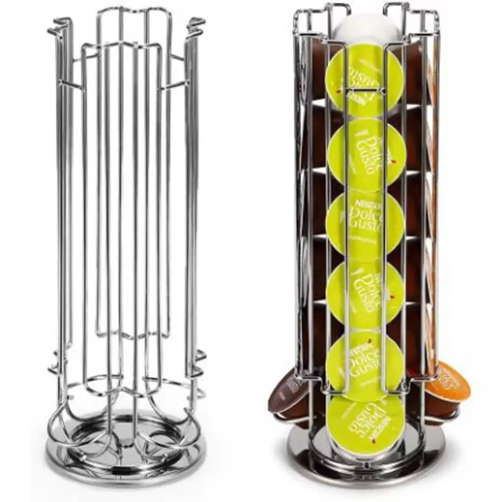 Metal Coffee Capsule Display Rack Large Capacity Anti-Slip Rotatable Capsule Display Rack Black/Silver 24-Cup Storage Rack
Metal Coffee Capsule Display Rack Large Capacity Anti-Slip Rotatable Capsule Display Rack Black/Silver 24-Cup Storage Rack
