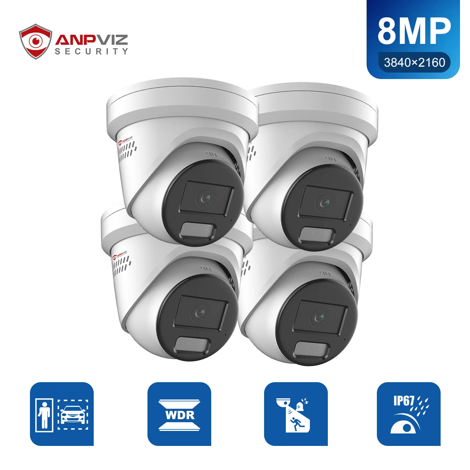 USA Only Anpviz OEM DS-2CD2387G2H-LISU/SL 4PCS 4K IP PoE Camera Strobe Light Audio Alarm Metal Outdoor Human/Vehicle Detection
USA Only Anpviz OEM DS-2CD2387G2H-LISU/SL 4PCS 4K IP PoE Camera Strobe Light Audio Alarm Metal Outdoor Human/Vehicle Detection