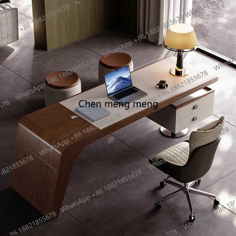 High-end office computer desk Italian minimalist walnut solid wood special-shaped creative saddle leather storage desk
High-end office computer desk Italian minimalist walnut solid wood special-shaped creative saddle leather storage desk
