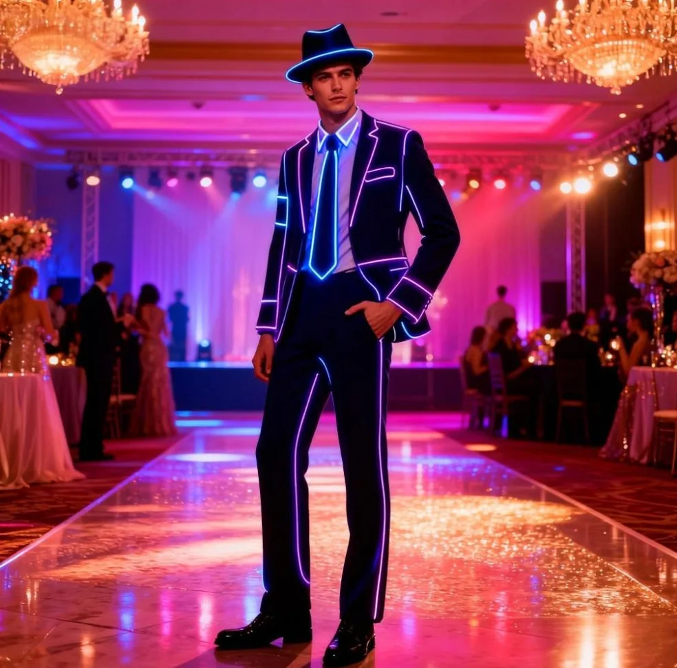 LED fiber optic jazz jacket with USB charging and light-up set, suitable for men's DJ party stage costumes
LED fiber optic jazz jacket with USB charging and light-up set, suitable for men's DJ party stage costumes