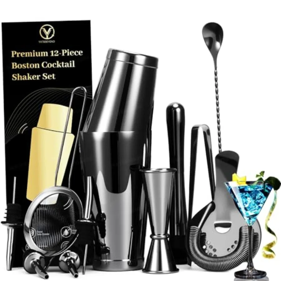 12-Piece Professional Cocktail Shaker Set Bartender Kit 30oz+20oz Weighted Boston Shaker Tins + Japanese Jigger + Hawthorne Str
12-Piece Professional Cocktail Shaker Set Bartender Kit 30oz+20oz Weighted Boston Shaker Tins + Japanese Jigger + Hawthorne Str