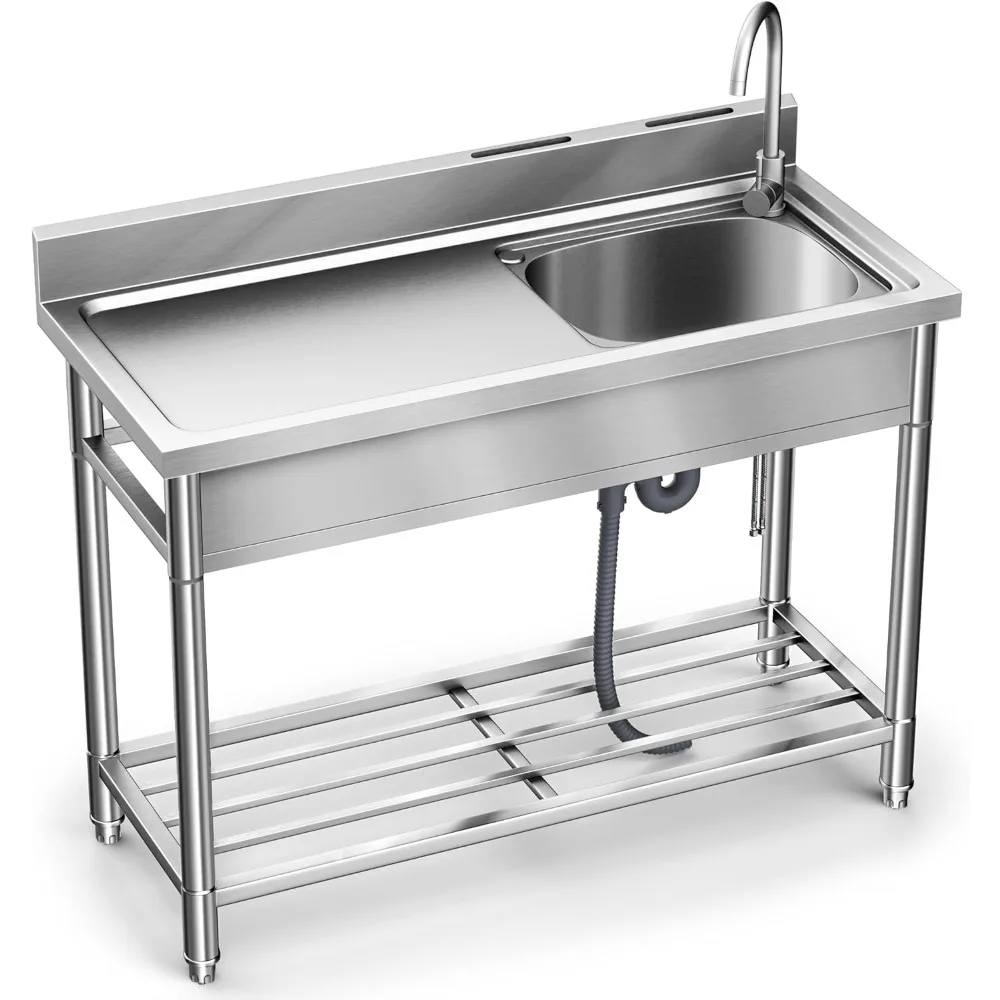 Раковина из нержавеющей стали, отдельно стоящая кухонная мойка 304 SUS с одной чашей и большой рабочей станцией Труба для холодной и горячей воды Undershelf
Раковина из нержавеющей стали, отдельно стоящая кухонная мойка 304 SUS с одной чашей и большой рабочей станцией Труба для холодной и горячей воды Undershelf