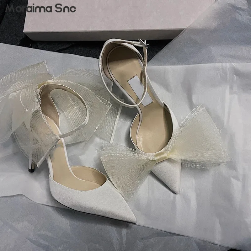 Mesh Bow Satin Sandals Pointed Toe Stilettos Sexy Buckle High Heels Fashionable Temperament High Heels Women's Shoes
Mesh Bow Satin Sandals Pointed Toe Stilettos Sexy Buckle High Heels Fashionable Temperament High Heels Women's Shoes