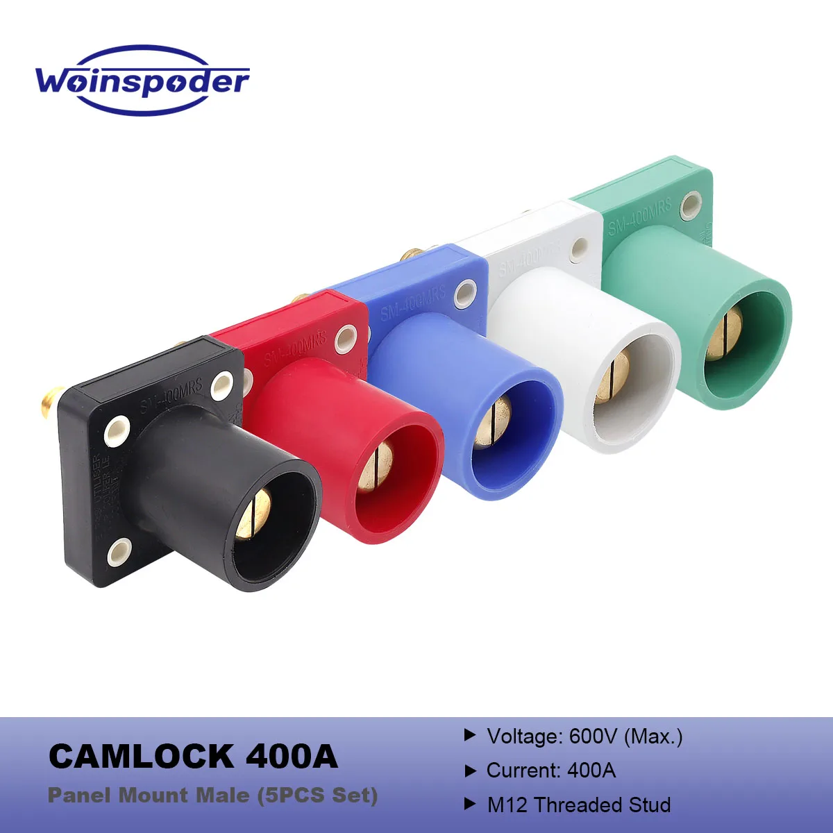 WOINSPODER 600V 400A Panel Mounted Male Socket Camlock Series 16 Receptacles Durable TPV Housing M12 Threaded Stud
WOINSPODER 600V 400A Panel Mounted Male Socket Camlock Series 16 Receptacles Durable TPV Housing M12 Threaded Stud