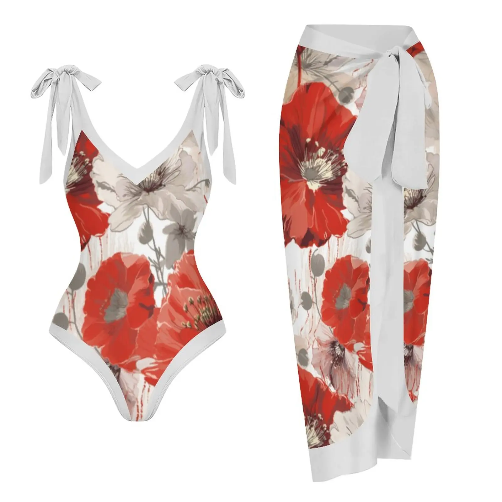 Women's Swimwear V Neck Floral Print Beach Wear One Piece Swimsuit and Cover Up Beach Style Bathing Suits Sexy New Fashion
Women's Swimwear V Neck Floral Print Beach Wear One Piece Swimsuit and Cover Up Beach Style Bathing Suits Sexy New Fashion