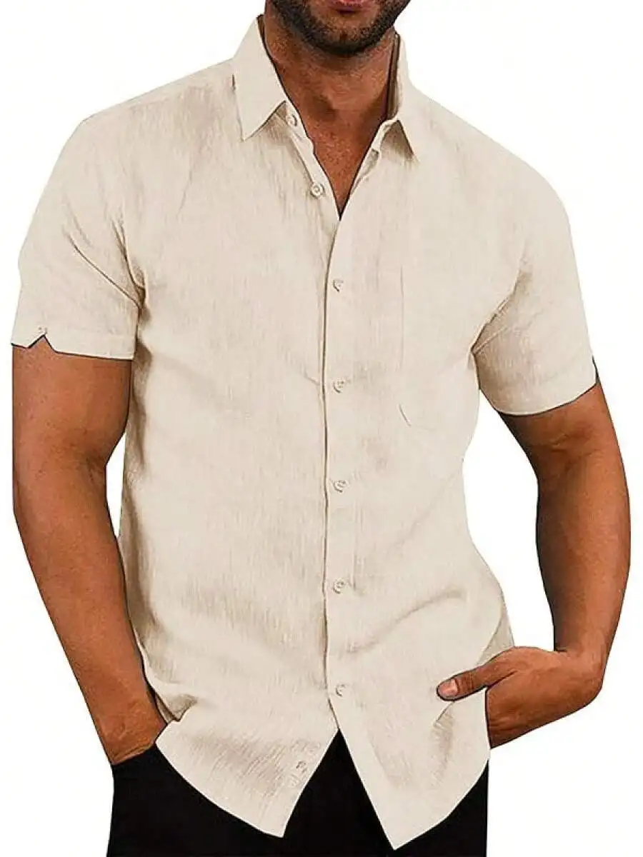 Mens Short Sleeve Regular Fit Linen Cotton Blend Casual Button Down Shirt
Mens Short Sleeve Regular Fit Linen Cotton Blend Casual Button Down Shirt
