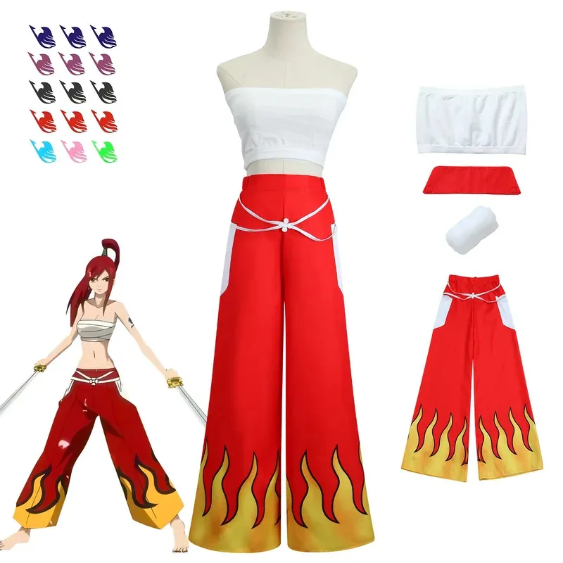 Erza Scarlet Fairy Anime Cosplay Costume Wig Tail Woman Battle Dress Japanese Pants White Tops Red Cool Set Tail Tattoo Sticker
Erza Scarlet Fairy Anime Cosplay Costume Wig Tail Woman Battle Dress Japanese Pants White Tops Red Cool Set Tail Tattoo Sticker