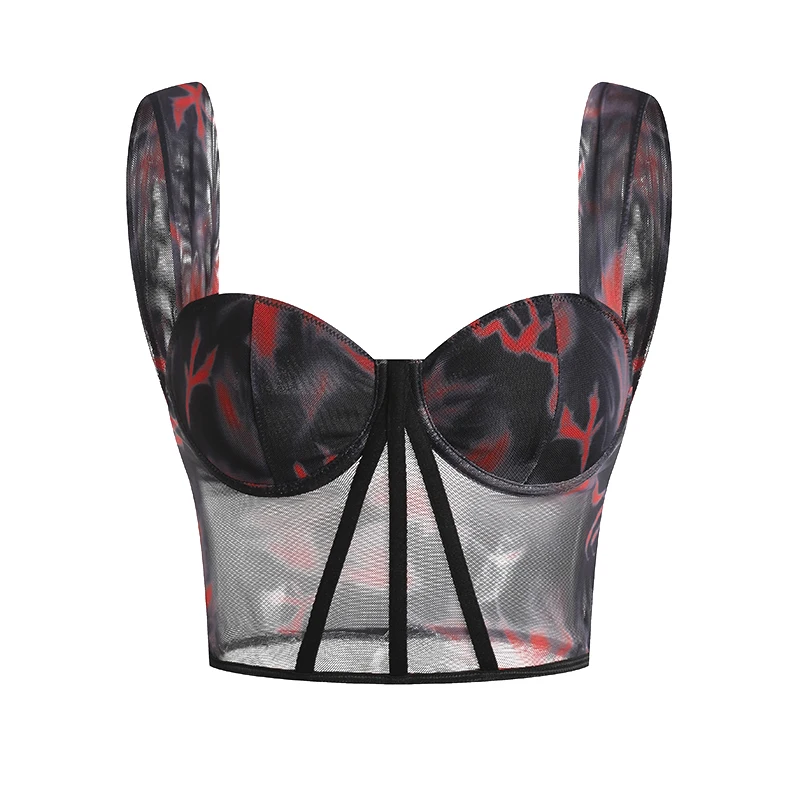 New Fashion Women's Mesh Print Fishbone Short Exposed Navel Shoulder Halter Vest 90s Vintage Corset Cropped Tops Streetwear
New Fashion Women's Mesh Print Fishbone Short Exposed Navel Shoulder Halter Vest 90s Vintage Corset Cropped Tops Streetwear