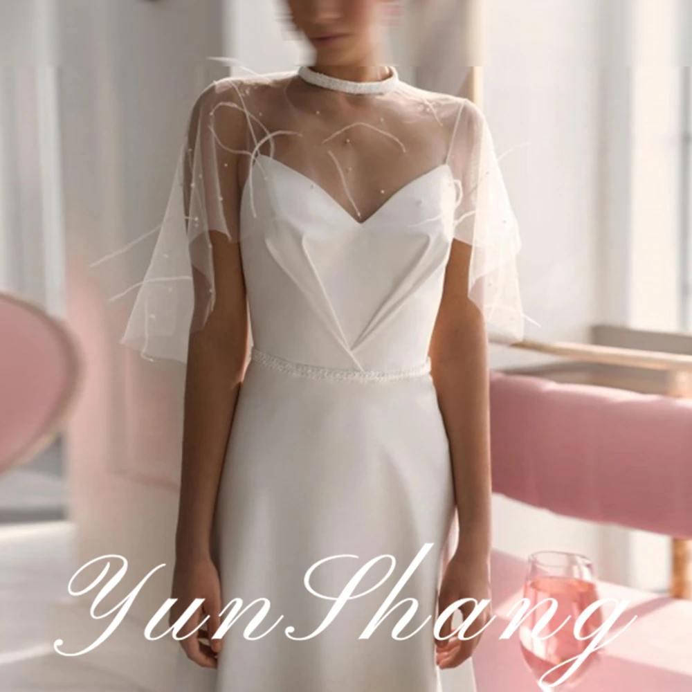 Yunshang Customized Detachable Cap Sleeves Wedding Dresses O-Neck Pearls Backless Pleat Design Floor-Length Bridal Gown Stain
Yunshang Customized Detachable Cap Sleeves Wedding Dresses O-Neck Pearls Backless Pleat Design Floor-Length Bridal Gown Stain