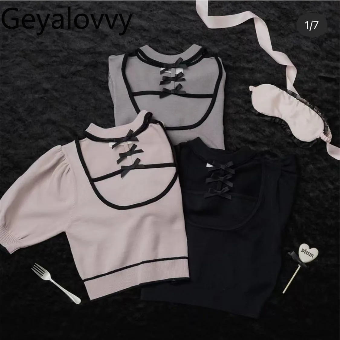 Japanese Style Original Knitted Shirt Patchworktie Back Bows Decorative Knitting Short-sleeved Tops with Sleeves Spring Autumn
Japanese Style Original Knitted Shirt Patchworktie Back Bows Decorative Knitting Short-sleeved Tops with Sleeves Spring Autumn