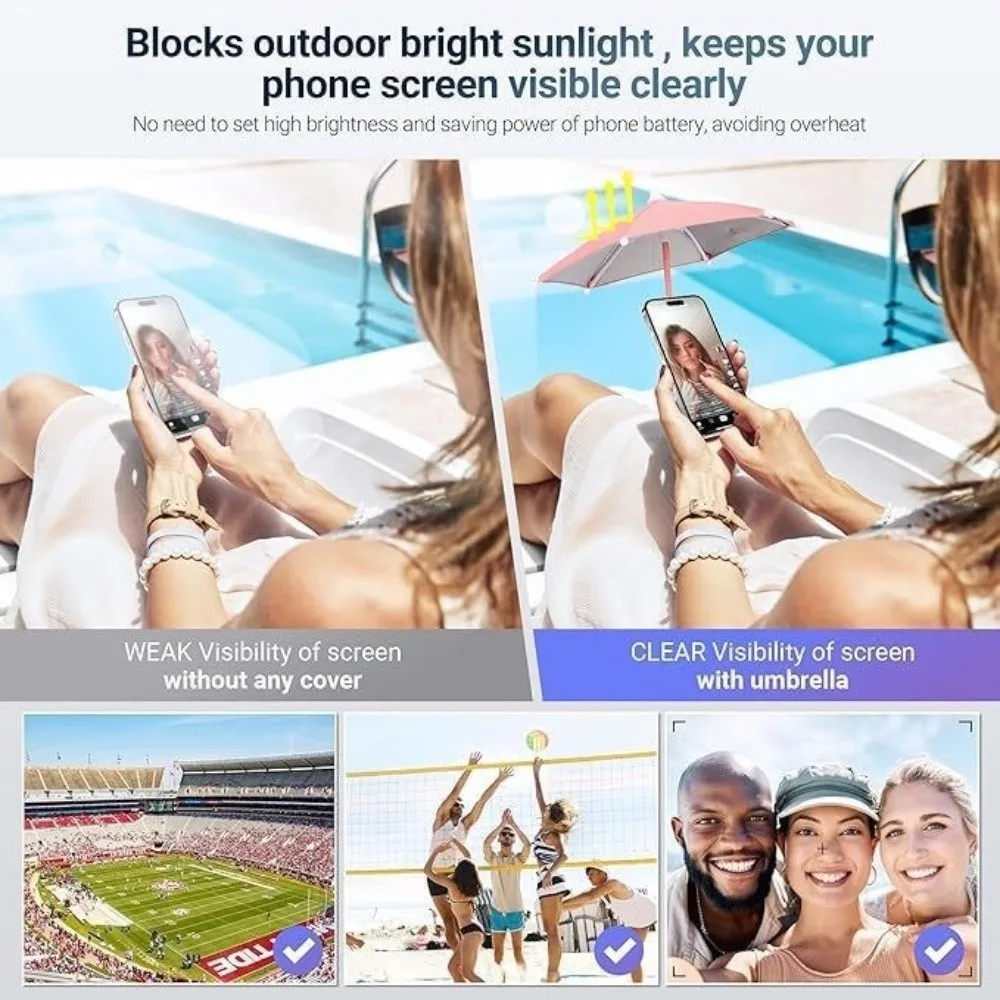 Universal Adjustable Magnetic Phone Umbrella 360° Rotation Sun Ring Holder Sun Shade Cover Mini for Magsafe/IPhone/Samsung Mac
Universal Adjustable Magnetic Phone Umbrella 360° Rotation Sun Ring Holder Sun Shade Cover Mini for Magsafe/IPhone/Samsung Mac