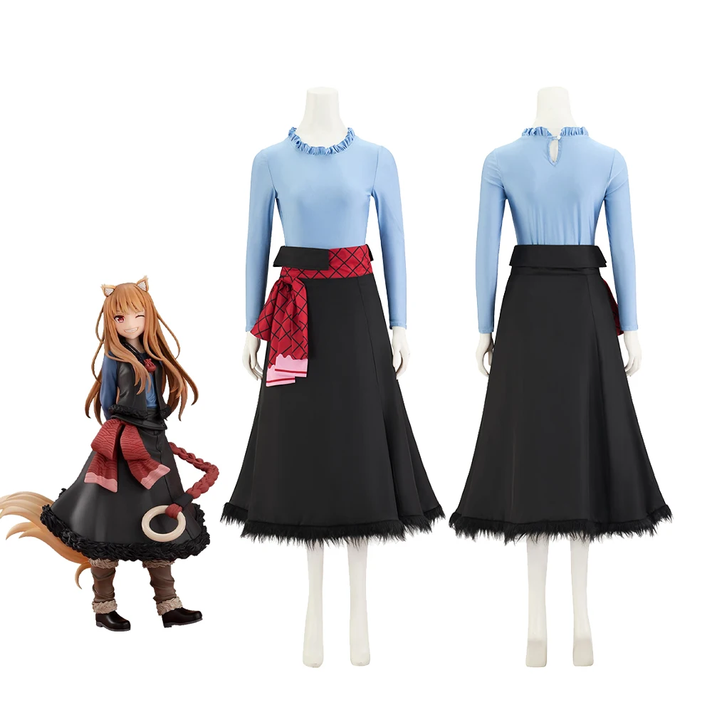 Anime Spice and Wolf Cosplay Holo Cosplay Costume Holo Blue Tops Skirt Women's Halloween Party Outfits
Anime Spice and Wolf Cosplay Holo Cosplay Costume Holo Blue Tops Skirt Women's Halloween Party Outfits