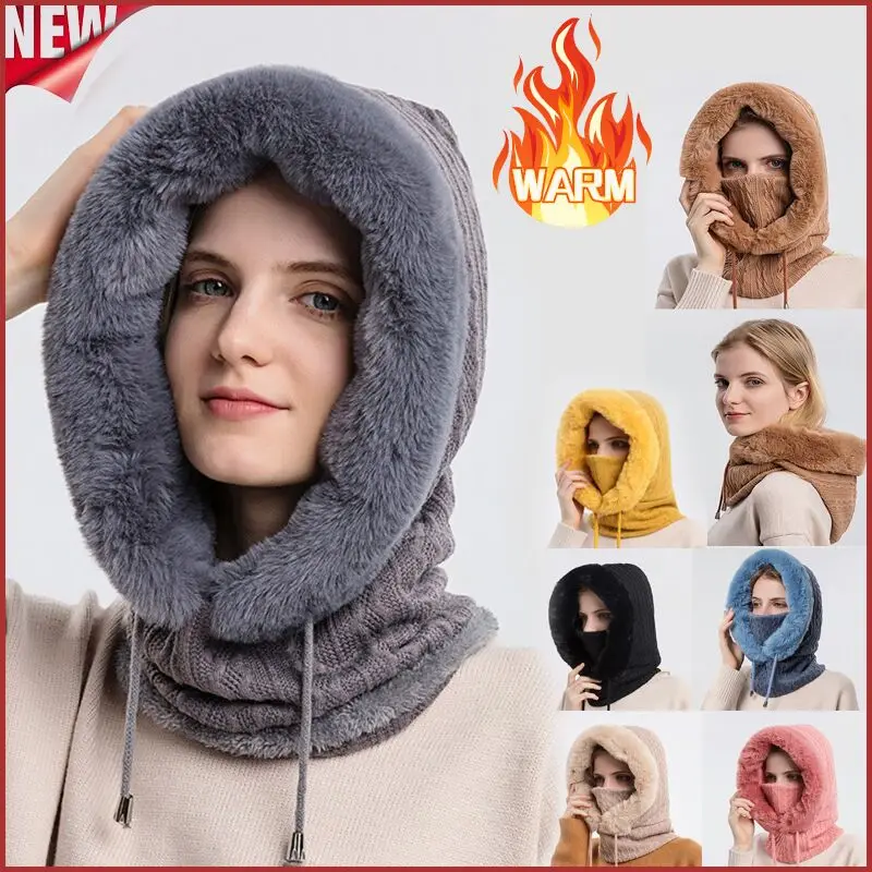 Женская зимняя меховая шапка с капюшоном, Вязаная кашемировая шапка с воротником, теплая русская уличная Лыжная ветрозащитная шапка, толстые плюшевые пушистые шапки
Женская зимняя меховая шапка с капюшоном, Вязаная кашемировая шапка с воротником, теплая русская уличная Лыжная ветрозащитная шапка, толстые плюшевые пушистые шапки
