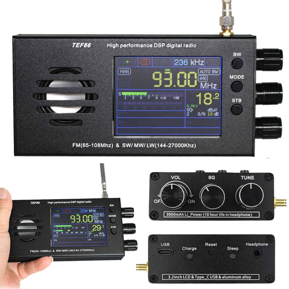 TEF6686 DSP Radio Receiver FM/SW/MW/LW Full Band Radio Receiver with Battery 3.2 Inch LCD Shortwave Radio Built-in Speaker
TEF6686 DSP Radio Receiver FM/SW/MW/LW Full Band Radio Receiver with Battery 3.2 Inch LCD Shortwave Radio Built-in Speaker