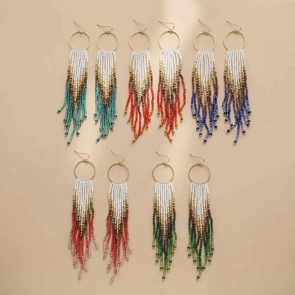 2025 Handmade Bead Earring Circle Tassel Gradient Crystal Originality Hand knitting Bohemia Beaded earrings for Women
2025 Handmade Bead Earring Circle Tassel Gradient Crystal Originality Hand knitting Bohemia Beaded earrings for Women