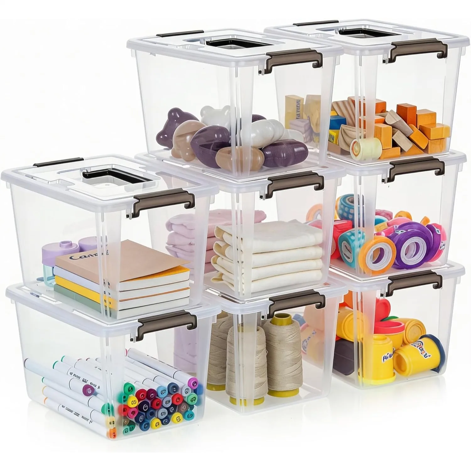 8 Packs 6 QT Plastic Storage Bins with Latching Lids Clear Stackable Containers for Snacks, Crafts, Toys
8 Packs 6 QT Plastic Storage Bins with Latching Lids Clear Stackable Containers for Snacks, Crafts, Toys