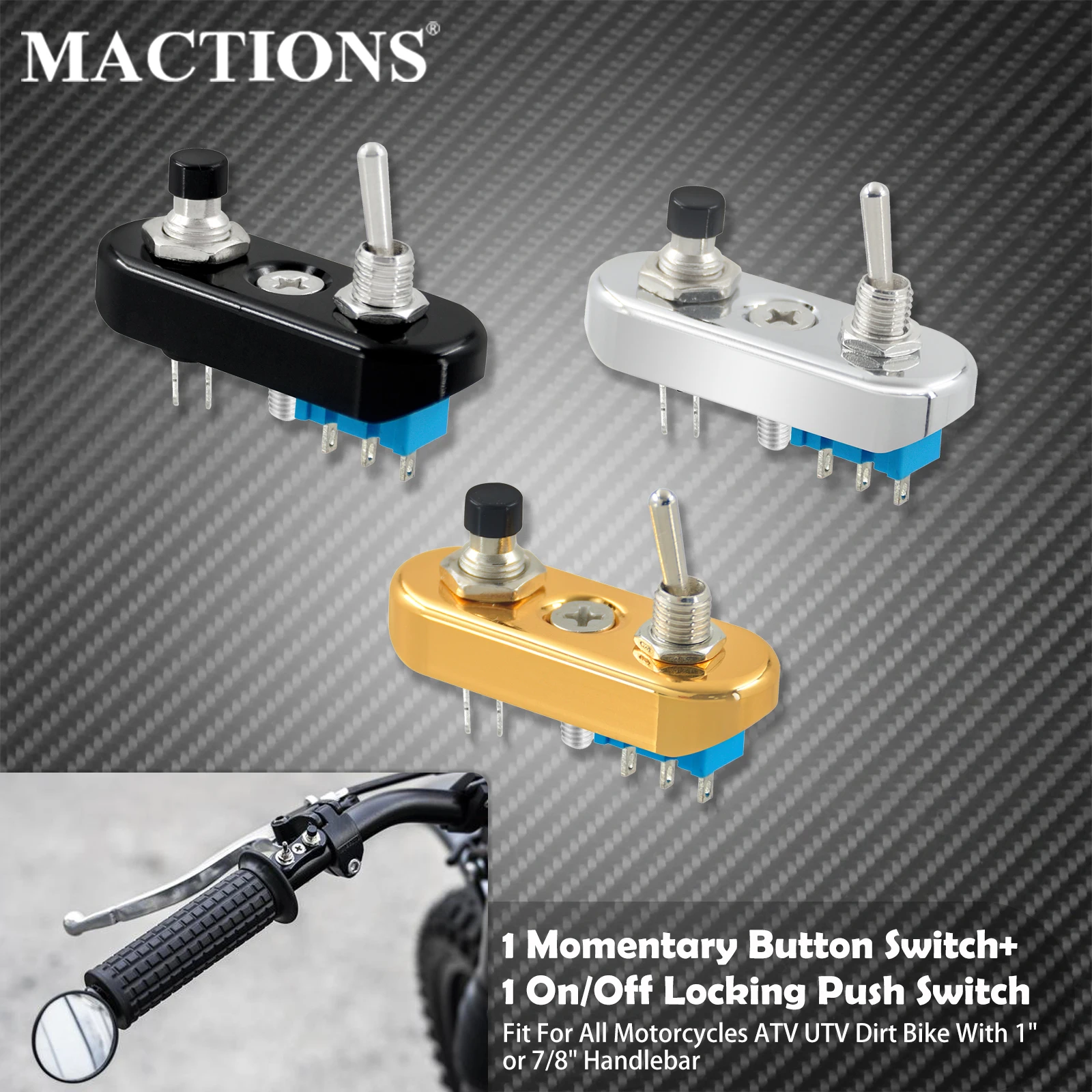 Motorcycle 7/8'' 1" Handlebar Headlight ON/OFF Locking Push Button Switch Block Grip Switch Universal For Harley Cafe For Honda
Motorcycle 7/8'' 1" Handlebar Headlight ON/OFF Locking Push Button Switch Block Grip Switch Universal For Harley Cafe For Honda