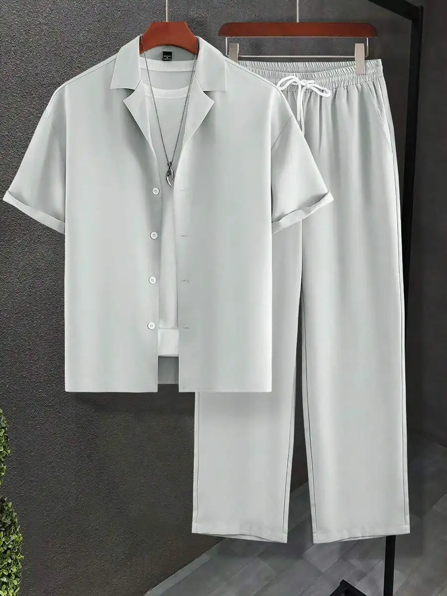 Manfinity Homme Loose Fit Men Solid Color Lapel Shirt & Pants, Men S Co Ord Set, Men S Two Piece Set
Manfinity Homme Loose Fit Men Solid Color Lapel Shirt & Pants, Men S Co Ord Set, Men S Two Piece Set