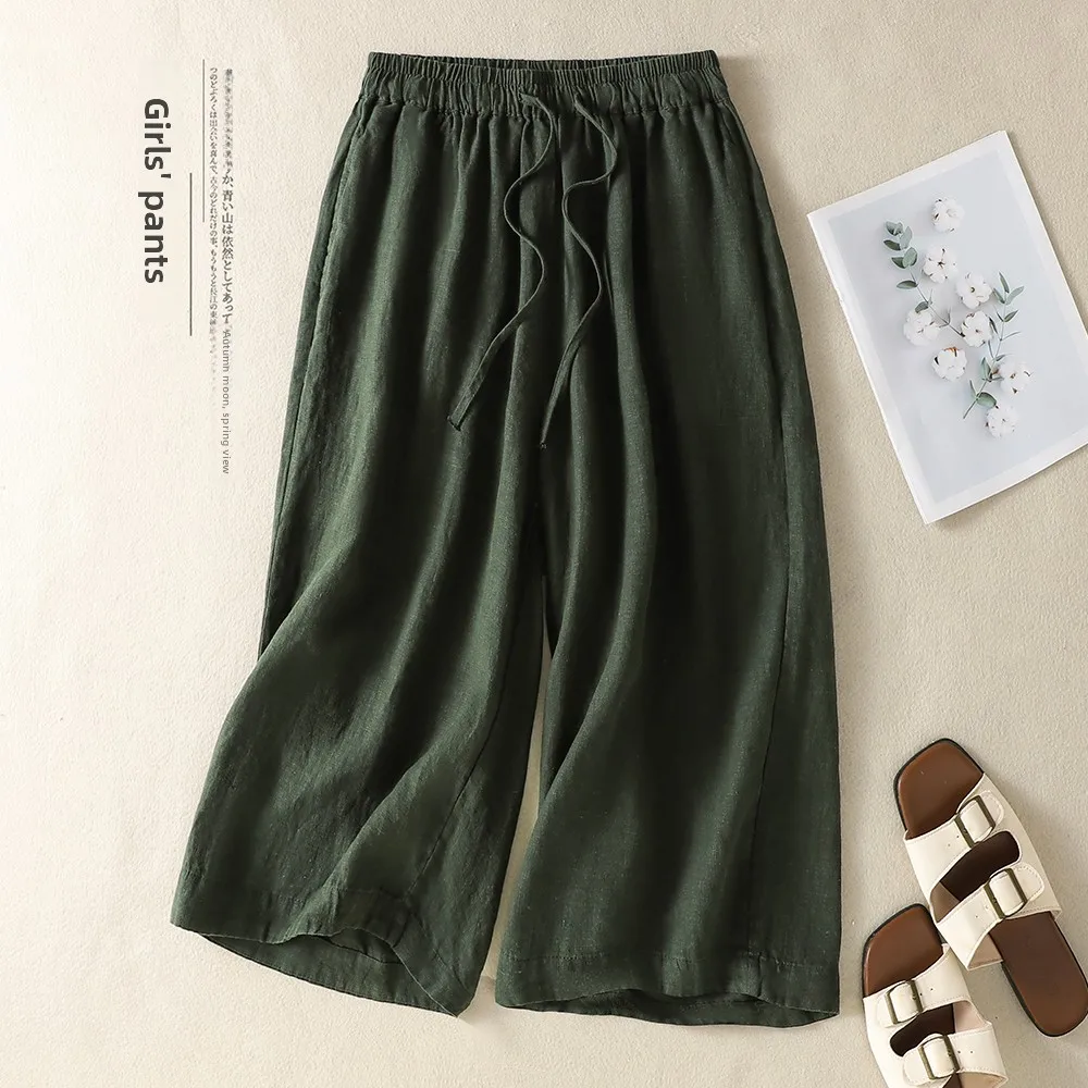 Slimming High Waist Wide Leg Pants Casual Style Cotton Blend Fabric Artistic Seven Inch Loose Fit Summer New Arrival
Slimming High Waist Wide Leg Pants Casual Style Cotton Blend Fabric Artistic Seven Inch Loose Fit Summer New Arrival