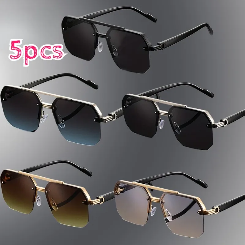 5Pcs Men's Square Double Bridge Glasses, Anti-glare, Metal & Acetate Frame for Casual Wear
5Pcs Men's Square Double Bridge Glasses, Anti-glare, Metal & Acetate Frame for Casual Wear