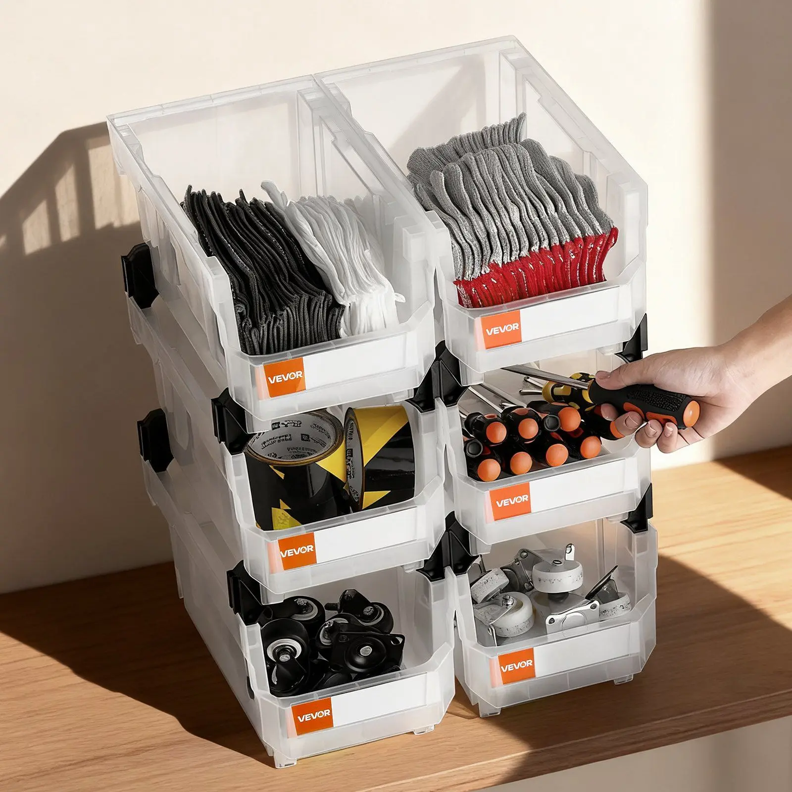 Plastic Stackable Storage Bins, 14.8 x 8.5 x 7.1 inch (12 Pack), Plastic Containers for Organizing & Storage Bins for Garage, Small Parts, Office Supplies, Other Accessories, Black & Transparent
Plastic Stackable Storage Bins, 14.8 x 8.5 x 7.1 inch (12 Pack), Plastic Containers for Organizing & Storage Bins for Garage, Small Parts, Office Supplies, Other Accessories, Black & Transparent